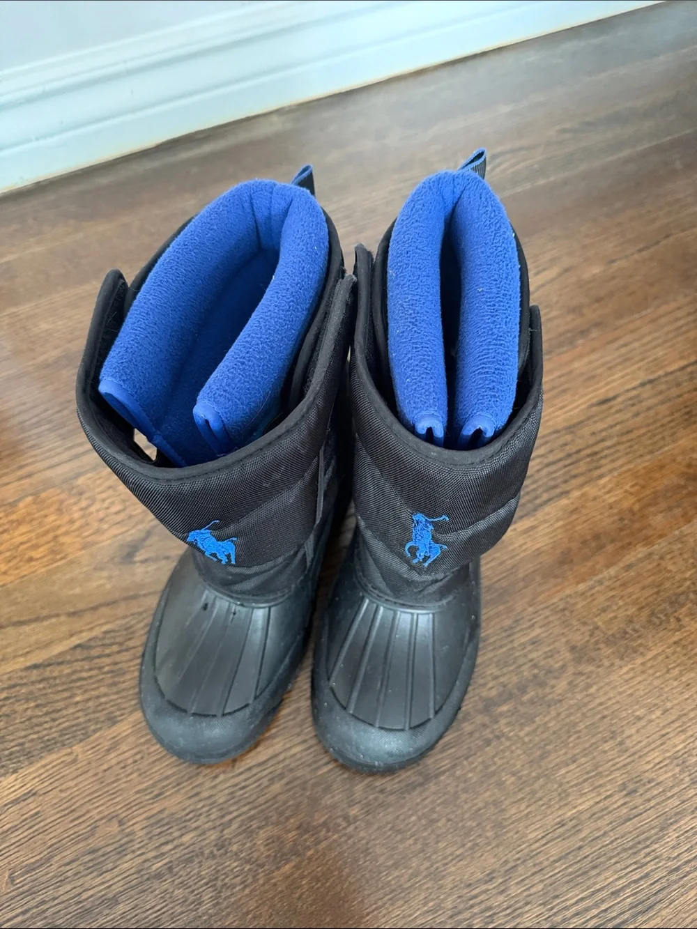 Polo by Ralph Lauren Kids Black Snow Boots with Blue Lining & Logo